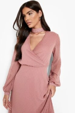 Vestito Maxi A Incrocio A Maniche Lunghe In Rete Plumetis 7 Vestito Maxi A Incrocio A Maniche Lunghe In Rete Plumetis -Negozio al dettaglio Vestiti fzz40349 dusty20rose xl 3