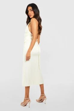 Vestito Pull-on In Raso Con Ruches E Spacco -Negozio al dettaglio Vestiti fzz40497 off20white xl 1