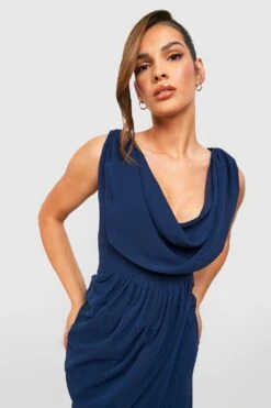 Vestito Scaldacuore Maxi Drappeggiato Con Scollo A Cappuccio -Negozio al dettaglio Vestiti fzz40516 navy xl 3