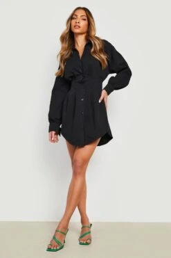 Vestito Camicia In Denim Con Coulisse In Vita -Negozio al dettaglio Vestiti fzz40535 black xl 2