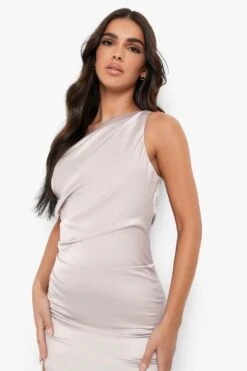 Vestito Maxi Monospalla In Raso Con Spacco 7 Vestito Maxi Monospalla In Raso Con Spacco -Negozio al dettaglio Vestiti fzz40537 champagne xl 3