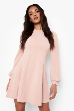 Vestito Skater Con Maniche A Campana