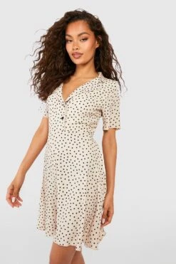 Vestito Skater A Camicia A Pois