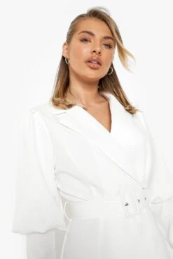 Vestito Blazer Con Maniche A Sbuffo -Negozio al dettaglio Vestiti fzz50539 white xl 3