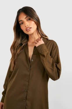 Vestito Camicia Oversize Con Fondo Asimmetrico 7 Vestito Camicia Oversize Con Fondo Asimmetrico -Negozio al dettaglio Vestiti fzz52548 khaki xl 3