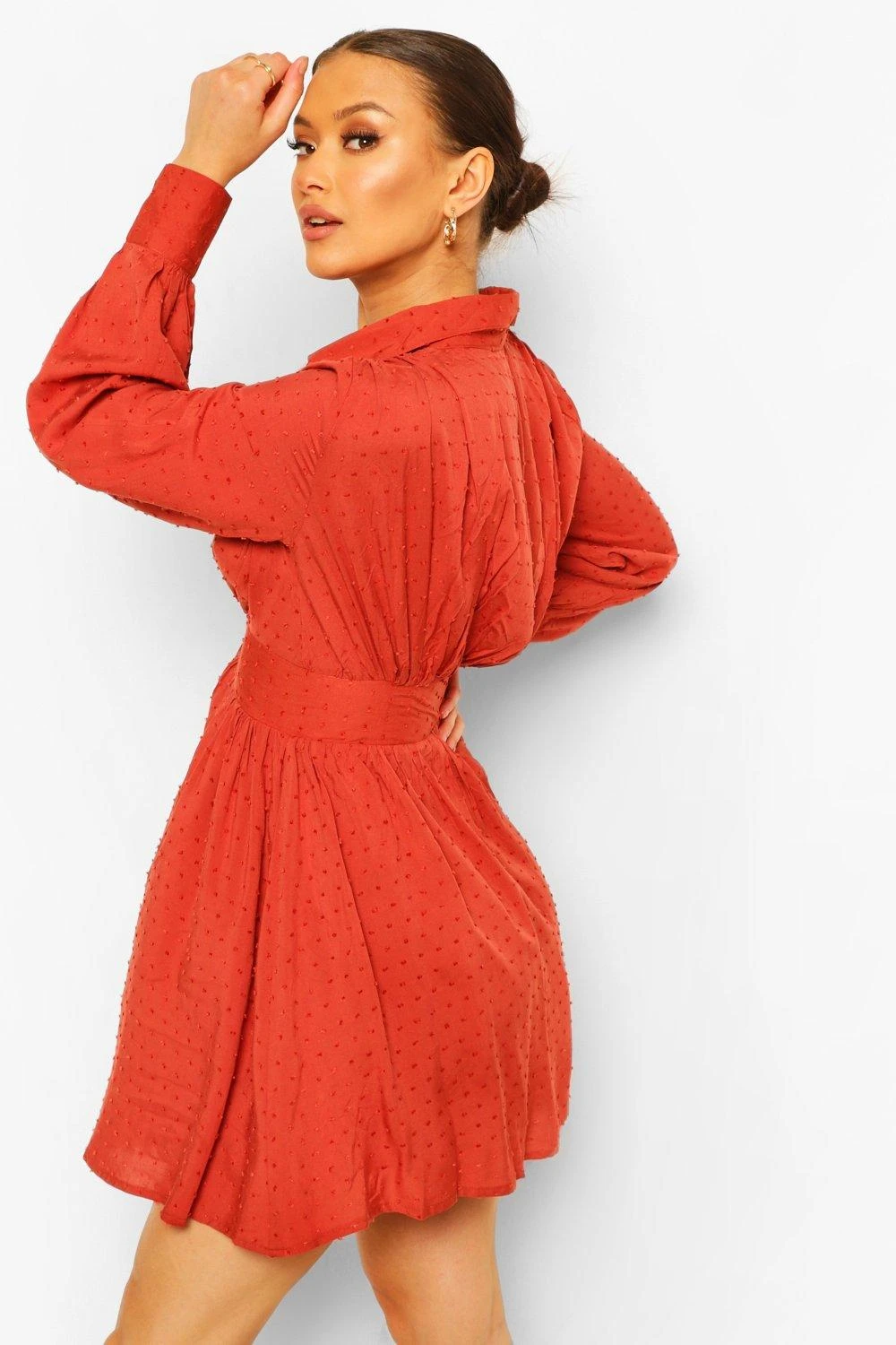 Vestito Camicia In Rete Plumetis Con Spalle Raccolte 2 Vestito Camicia In Rete Plumetis Con Spalle Raccolte - immagine 2