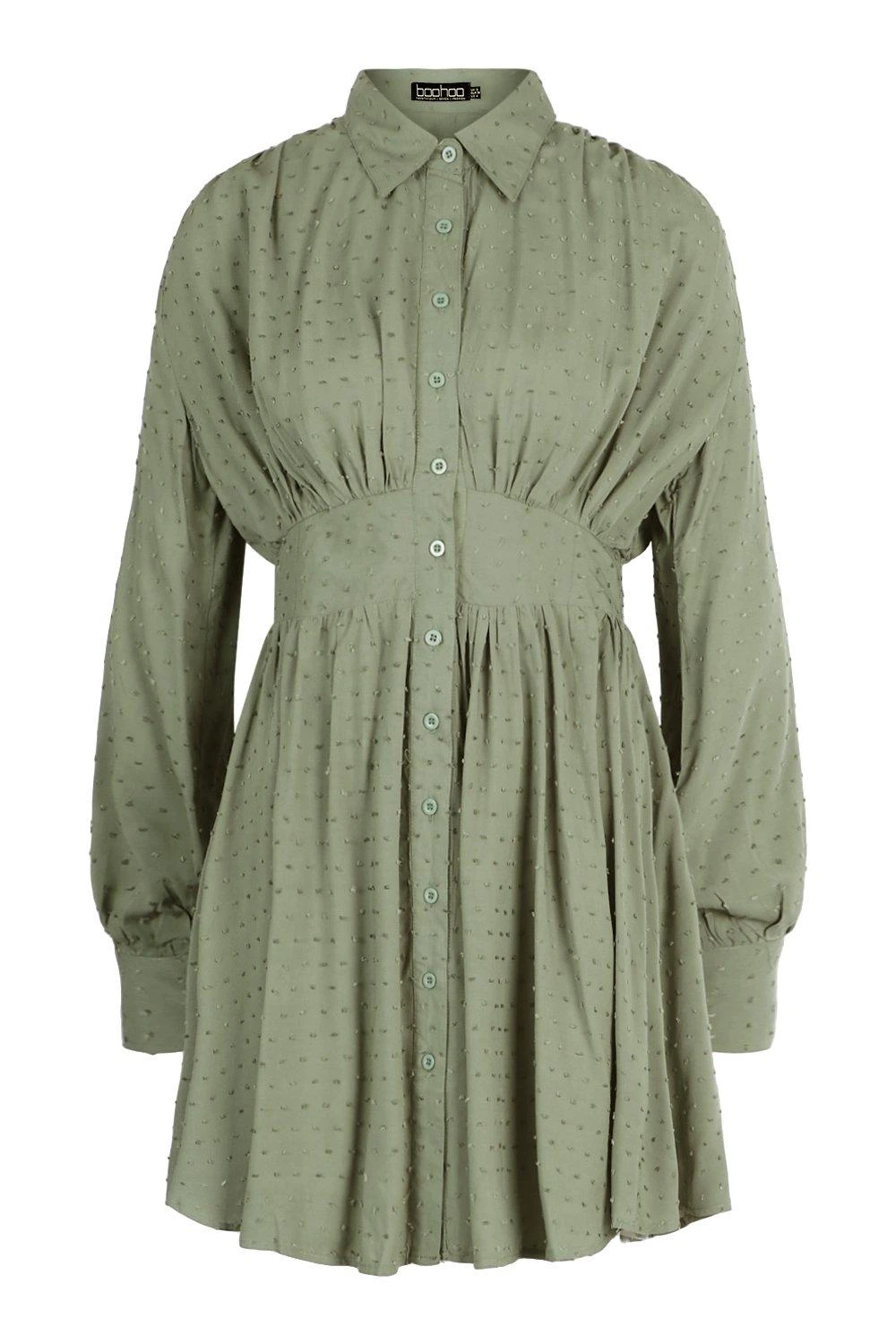 Vestito Camicia In Rete Plumetis Con Spalle Raccolte 3 Vestito Camicia In Rete Plumetis Con Spalle Raccolte - immagine 3