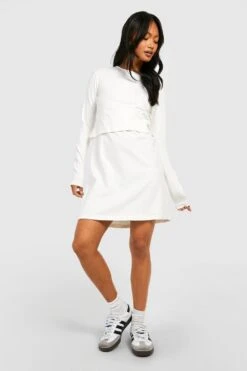 Vestito T-shirt A Girocollo Basic Oversize A Maniche Lunghe -Negozio al dettaglio Vestiti fzz54490 stone xl 2