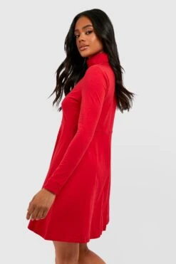 Vestito Skater A Collo Alto Basic Con Maniche Lunghe -Negozio al dettaglio Vestiti fzz54497 berry xl 1