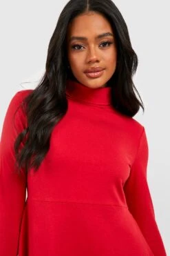 Vestito Skater A Collo Alto Basic Con Maniche Lunghe -Negozio al dettaglio Vestiti fzz54497 berry xl 3