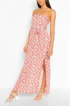 Vestito Maxi A Fascia A Fiori Misti Con Cintura -Negozio al dettaglio Vestiti fzz59363 pink xl 3