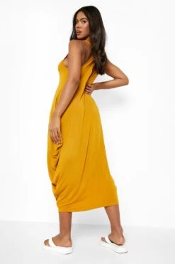Vestito Maxi Con Ruches E Scollo A Vogatore Sul Retro 5 Vestito Maxi Con Ruches E Scollo A Vogatore Sul Retro -Negozio al dettaglio Vestiti fzz60379 mustard xl 1
