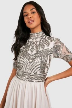 Vestito Maxi Da Cerimonia A Collo Alto Decorato A Mano 6 Vestito Maxi Da Cerimonia A Collo Alto Decorato A Mano -Negozio al dettaglio Vestiti fzz69858 mink xl 2