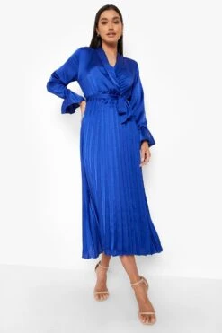 Vestito Midaxi In Raso Con Pieghe -Negozio al dettaglio Vestiti fzz73681 cobalt xl 2