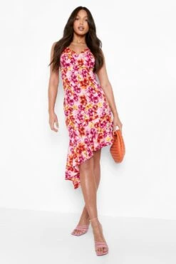 Vestito Pull-on Tall A Fiori Con Fondo Arricciato