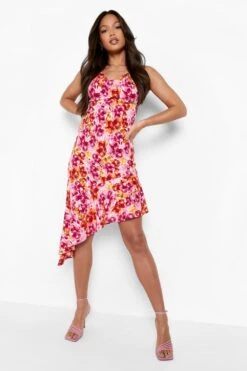 Vestito Pull-on Tall A Fiori Con Fondo Arricciato -Negozio al dettaglio Vestiti gzz00236 pink xl 2