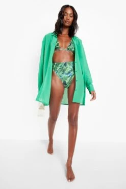 Vestito Camicia Da Mare In Chiffon -Negozio al dettaglio Vestiti gzz00455 green xl 2