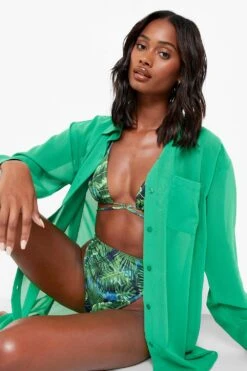 Vestito Camicia Da Mare In Chiffon -Negozio al dettaglio Vestiti gzz00455 green xl 3