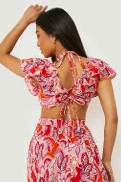 Vestito Maxi Petite In Fantasia Cachemire Allacciato Sul Retro Con Arricciature 7 Vestito Maxi Petite In Fantasia Cachemire Allacciato Sul Retro Con Arricciature -Negozio al dettaglio Vestiti gzz00810 pink xl 3