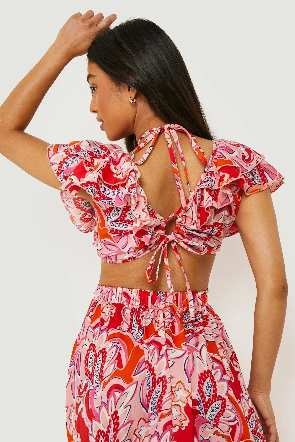 Vestito Maxi Petite In Fantasia Cachemire Allacciato Sul Retro Con Arricciature 4 Vestito Maxi Petite In Fantasia Cachemire Allacciato Sul Retro Con Arricciature - immagine 4