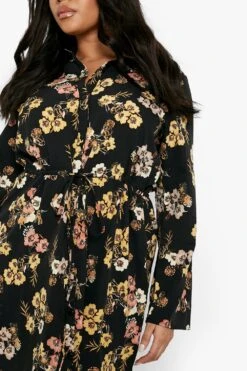 Vestito Camicia Plus Size Con Laccetti In Vita -Negozio al dettaglio Vestiti gzz01000 black xl 3