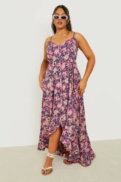 Vestito Midi Plus Size Con Bottoni E Volant Sul Fondo