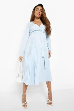 Vestito Midi Premaman Da Cerimonia A Incrocio Con Pieghe 6 Vestito Midi Premaman Da Cerimonia A Incrocio Con Pieghe -Negozio al dettaglio Vestiti gzz01385 blue xl 2