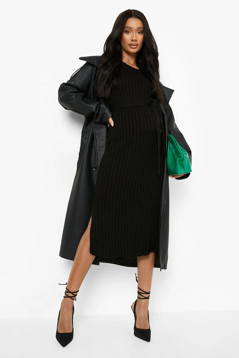 Vestito Midi Premaman Con Cintura 3 Vestito Midi Premaman Con Cintura - immagine 3