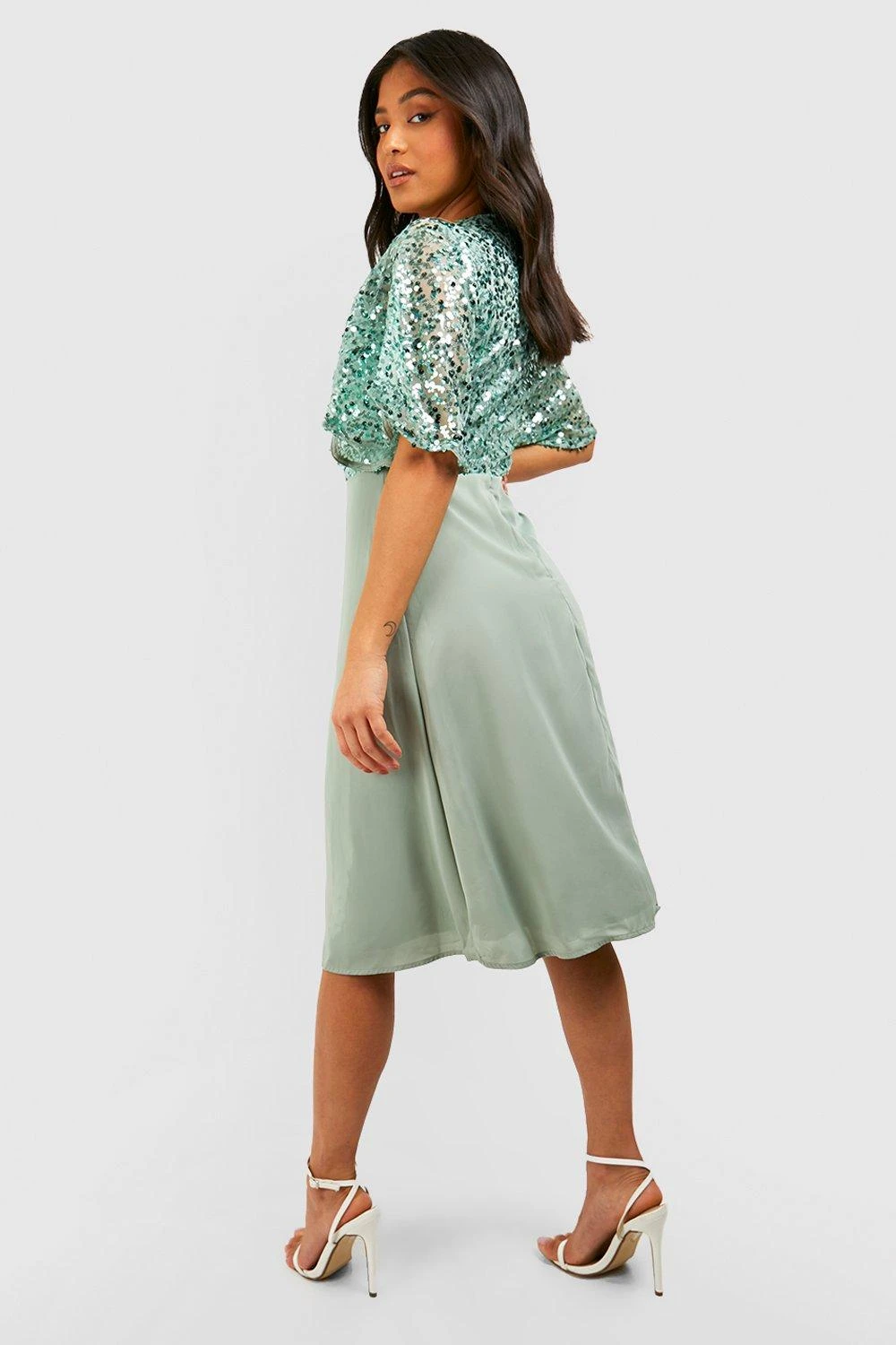 Vestito Midi Petite Da Cerimonia Con Paillettes E Maniche Ad Angelo 2 Vestito Midi Petite Da Cerimonia Con Paillettes E Maniche Ad Angelo - immagine 2