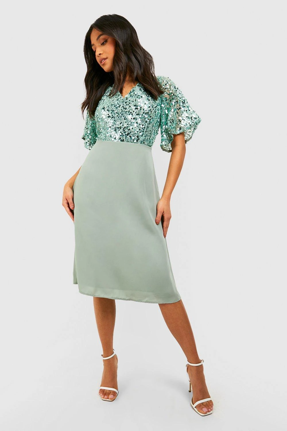 Vestito Midi Petite Da Cerimonia Con Paillettes E Maniche Ad Angelo 3 Vestito Midi Petite Da Cerimonia Con Paillettes E Maniche Ad Angelo - immagine 3