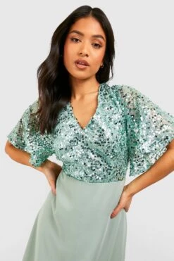 Vestito Midi Petite Da Cerimonia Con Paillettes E Maniche Ad Angelo 7 Vestito Midi Petite Da Cerimonia Con Paillettes E Maniche Ad Angelo -Negozio al dettaglio Vestiti gzz01428 sage xl 3