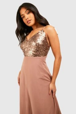 Vestito Maxi Petite Da Cerimonia Con Paillettes -Negozio al dettaglio Vestiti gzz01448 bronze xl 2