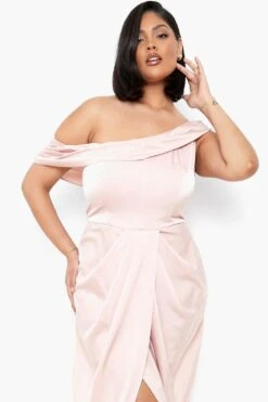 Vestito Scaldacuore Midi Plus Size Monospalla In Raso Stile Corsetto -Negozio al dettaglio Vestiti gzz01796 blush xl 3