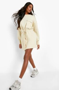 Vestito Felpato Con Tasche -Negozio al dettaglio Vestiti gzz02076 stone xl 2