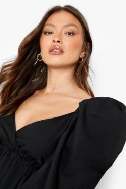 Vestito Grembiule Midi In Popeline Con Scollo A V E Maniche A Sbuffo 7 Vestito Grembiule Midi In Popeline Con Scollo A V E Maniche A Sbuffo -Negozio al dettaglio Vestiti gzz02196 black xl 3