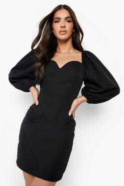 Vestito A Trapezio Con Scollo A Cuore E Maniche Ampie -Negozio al dettaglio Vestiti gzz03428 black xl 3