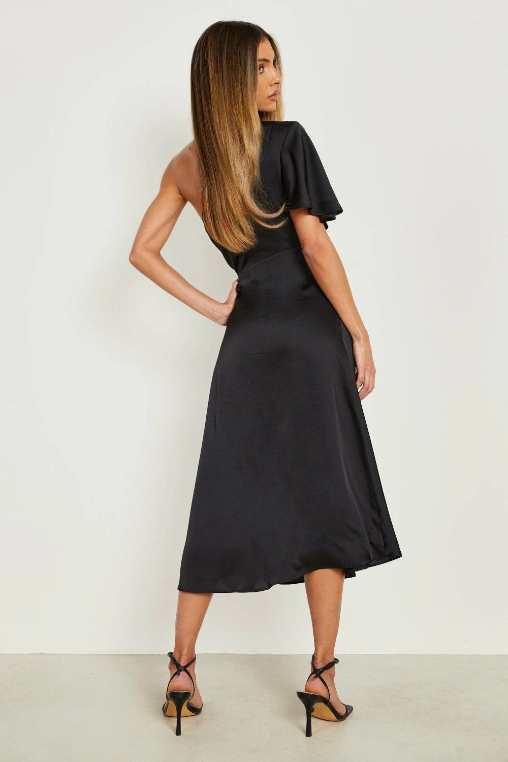 Vestito Longuette Asimmetrico In Raso 2 Vestito Longuette Asimmetrico In Raso - immagine 2