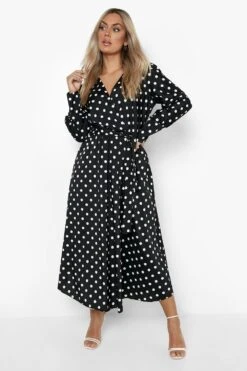 Vestito Maxi Plus Size A Pois Con Cintura -Negozio al dettaglio Vestiti gzz03578 black xl 2