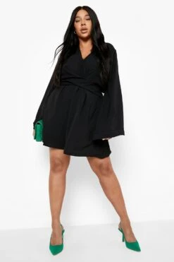 Vestito Skater Plus Size Con Dettagli Attorcigliati E Maniche Ampie