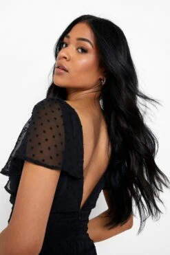 Vestito Midi Tall Da Cerimonia In Plumetis Con Maniche Ad Angelo -Negozio al dettaglio Vestiti gzz04135 black xl 3