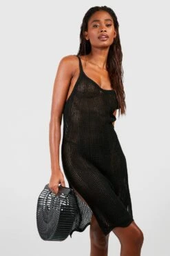 Vestito Da Mare All’uncinetto In Fibre Riciclate Con Spalline -Negozio al dettaglio Vestiti gzz04353 black xl 2