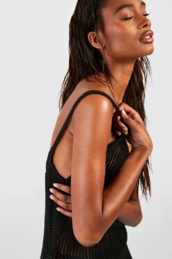 Vestito Da Mare All’uncinetto In Fibre Riciclate Con Spalline -Negozio al dettaglio Vestiti gzz04353 black xl 3