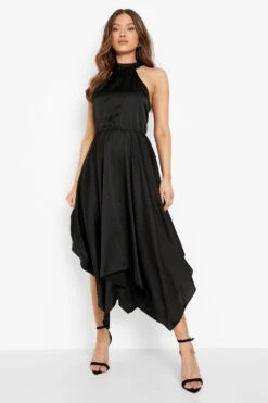 Vestito Midaxi A Collo Alto Con Fondo A Fazzoletto -Negozio al dettaglio Vestiti gzz04510 black xl 2