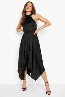 Vestito Midaxi A Collo Alto Con Fondo A Fazzoletto -Negozio al dettaglio Vestiti gzz04510 black xl 3