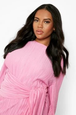 Vestito Plus Size A Incrocio Con Laccetti E Maniche Stile Kimono -Negozio al dettaglio Vestiti gzz04830 pink xl 3