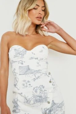 Vestito Stile Corsetto In Denim Con Motivi Stile Porcellana -Negozio al dettaglio Vestiti gzz04836 ecru xl 3