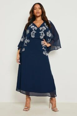 Vestito Skater Plus Size Da Cerimonia Decorato A Mano -Negozio al dettaglio Vestiti gzz05351 navy xl 2