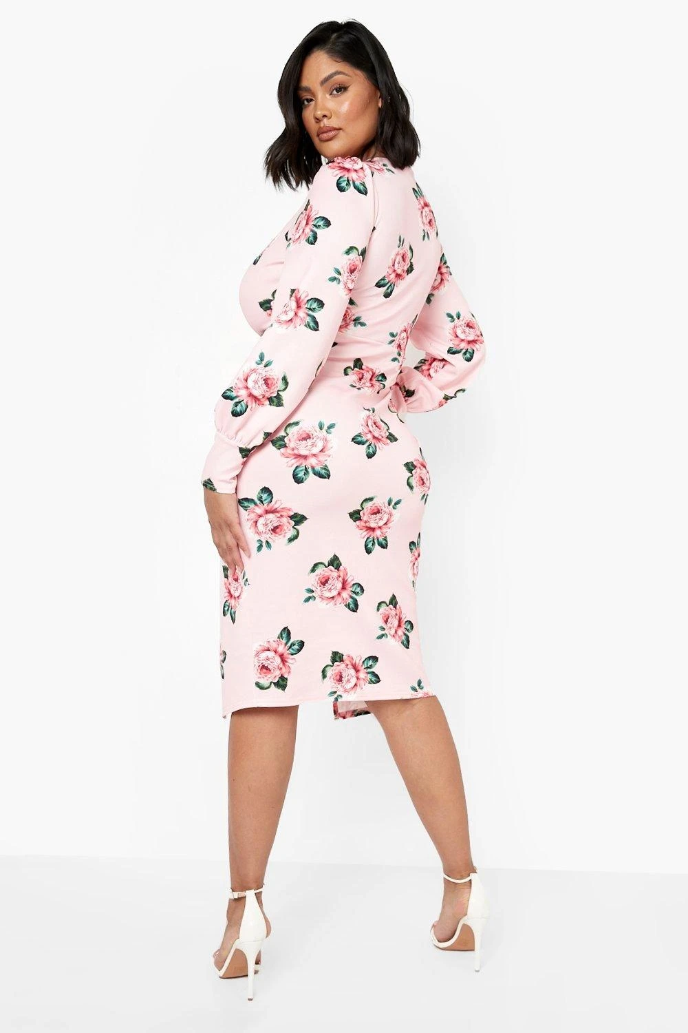 Vestito Plus Size A Fiori Con Dettagli Attorcigliati 2 Vestito Plus Size A Fiori Con Dettagli Attorcigliati - immagine 2