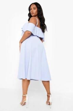 Vestito Skater Midi Plus Size In Scuba Con Spalle Scoperte -Negozio al dettaglio Vestiti gzz05459 sky20blue xl 1