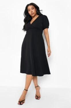 Vestito Skater Midi Plus Size A Incrocio -Negozio al dettaglio Vestiti gzz05793 black xl 2